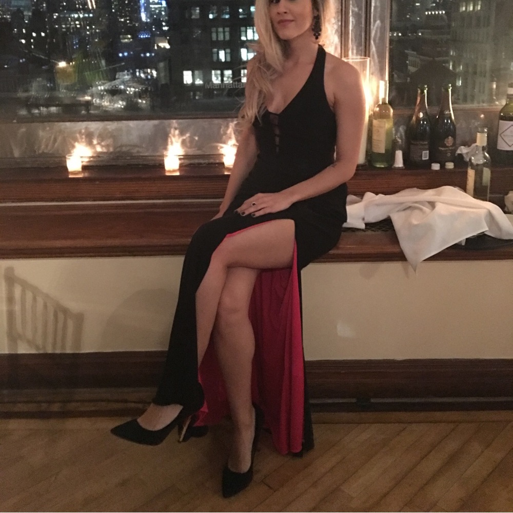 Black long dress with a slit